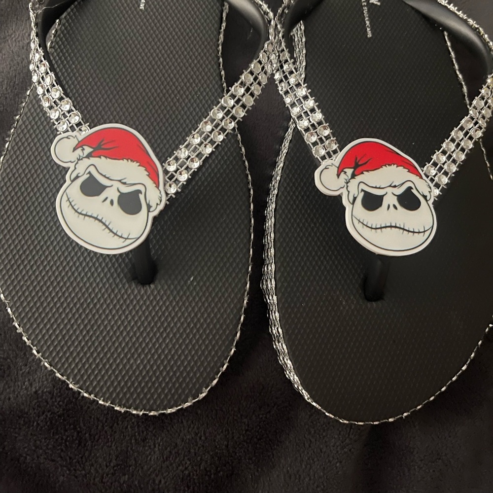 Black Skull Sandals with Rhinestone Straps